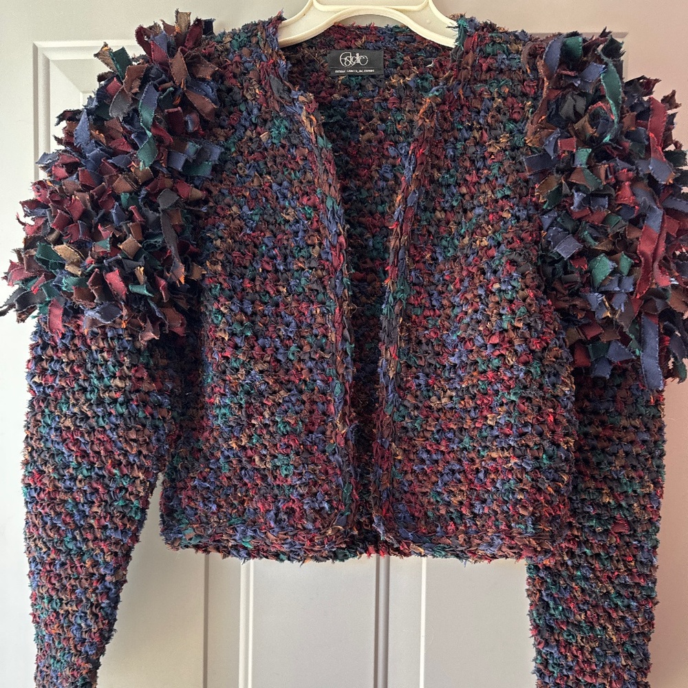 Beautiful Rockabilly Vintage Hand Woven Cropped Sweater Jacket Rockabilly - Picture 2 of 13